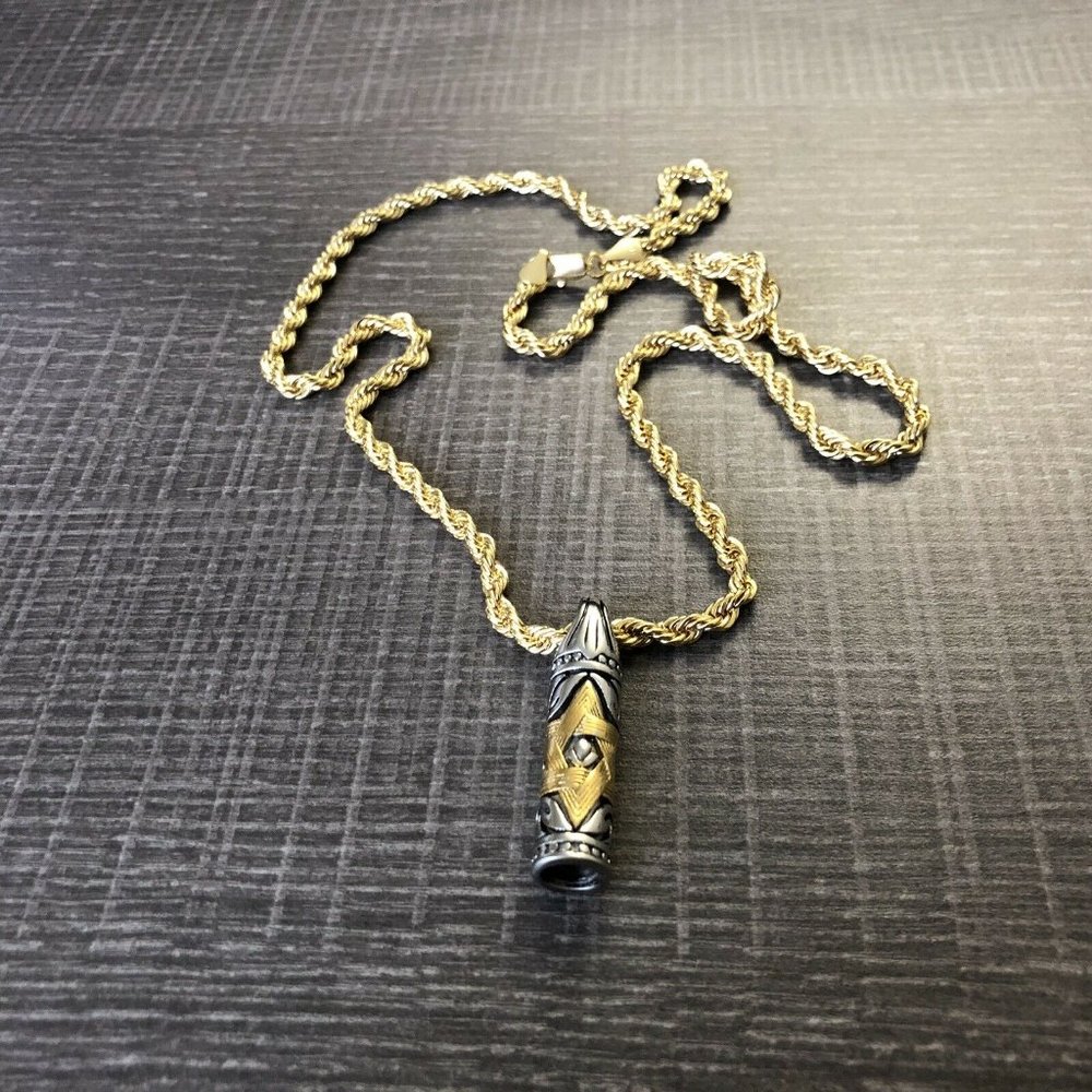 Custom 14kt Stamped Star of David Pendant 24" - Picture 2 of 3
